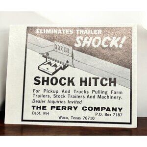 The Perry Company Mini Vintage Print Ad 1970s Trailer Shock Truck Hitch Waco TX